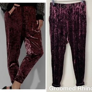 UO Ecote Diamond Meadow Burgundy Velvet Harem Pants Size S